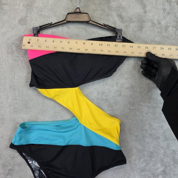 Volcom Swimsuit Womens Large Multicolor Simply Solid One Piece Cutout Monokini - Picture 2 of 9